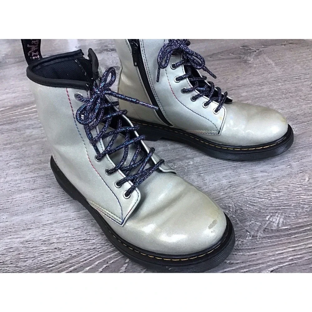 Dr Martens 1460 J Pooch Womens 5 / Youth 4 Pearl Glitter Side Zip Ankle Boots